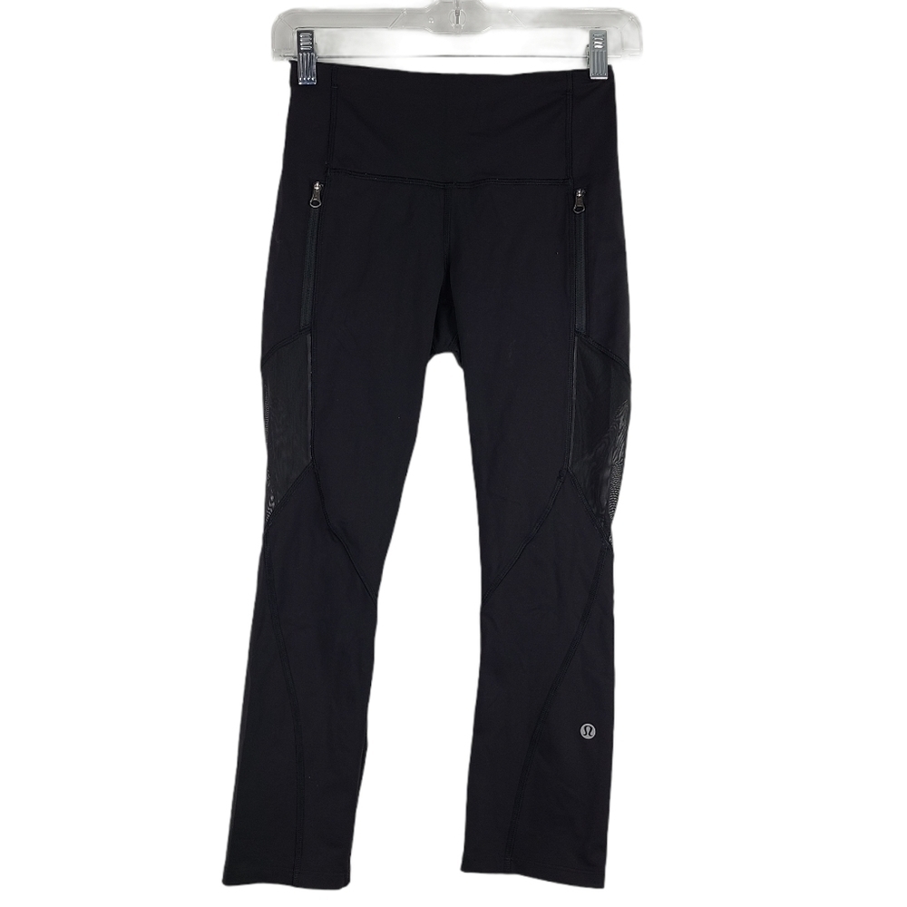 Lululemon Capri Leggings Mesh Panels Sz 4
